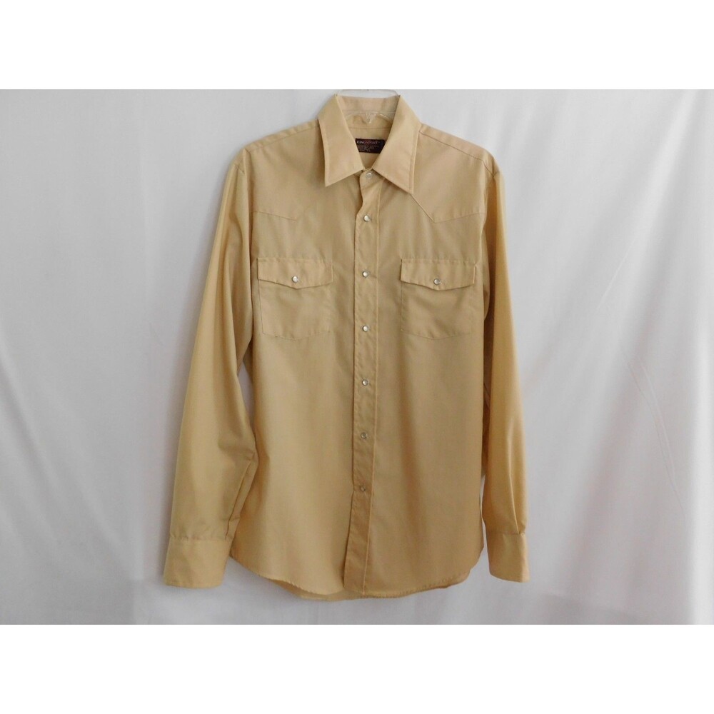 Kingsport Button Front Shirt Size 24 Mens Rhinestone Snap Long Sleeve Shirt*